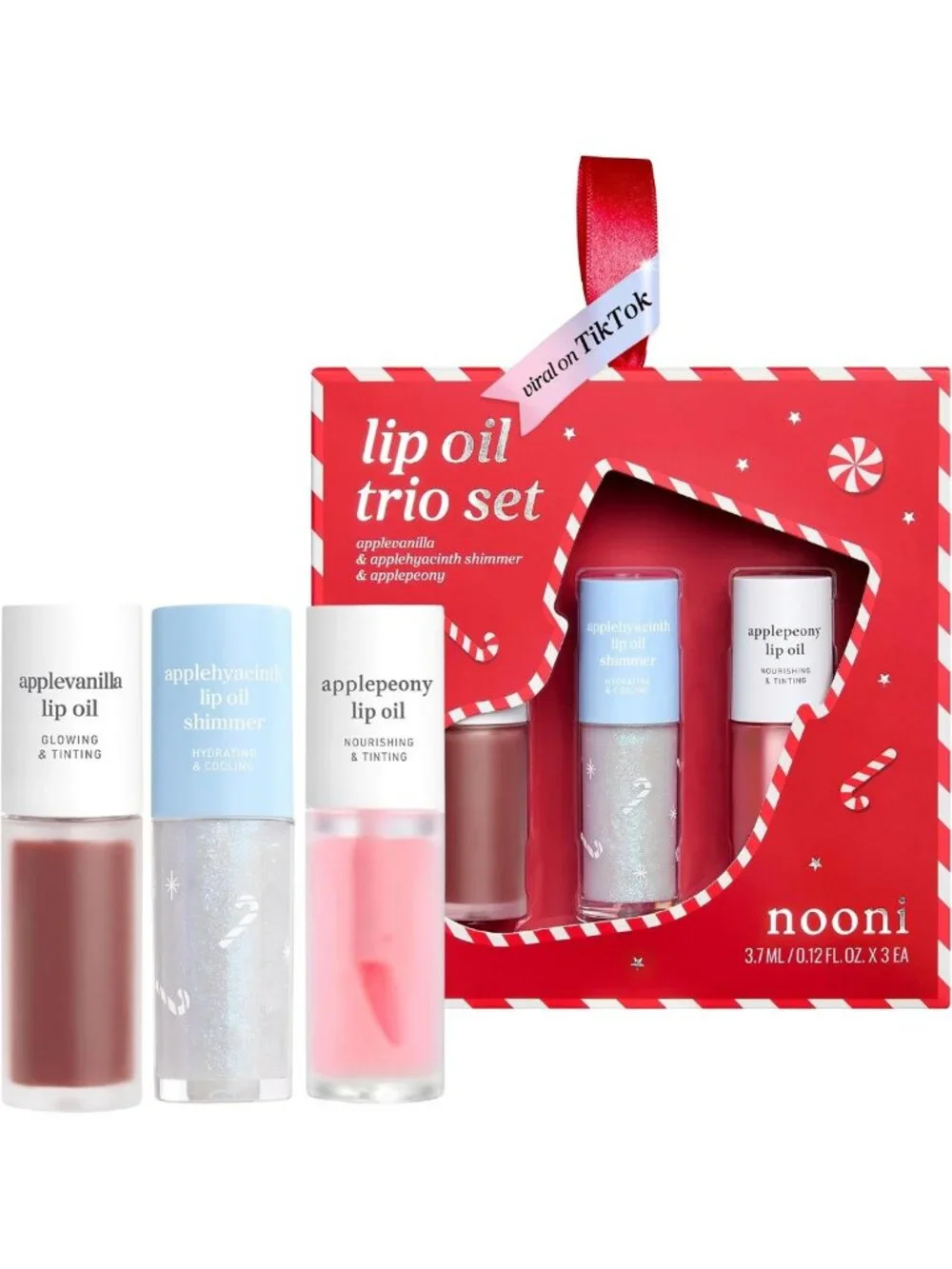 Holiday Lip Oil Trio - 3 Shades, Limited Edition, Perfect for Christmas Gifting